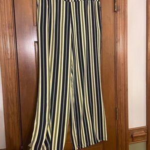 C Est. 1946 Striped Black and Yellow Wide-Leg Pants, Stretchy Waist, Size 14/16W